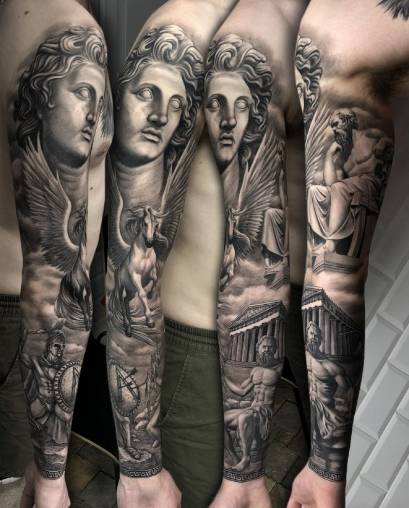Tattoos by Alan Aldred : Tattoos : New : Greek Mythology Sleeve Tattoo
